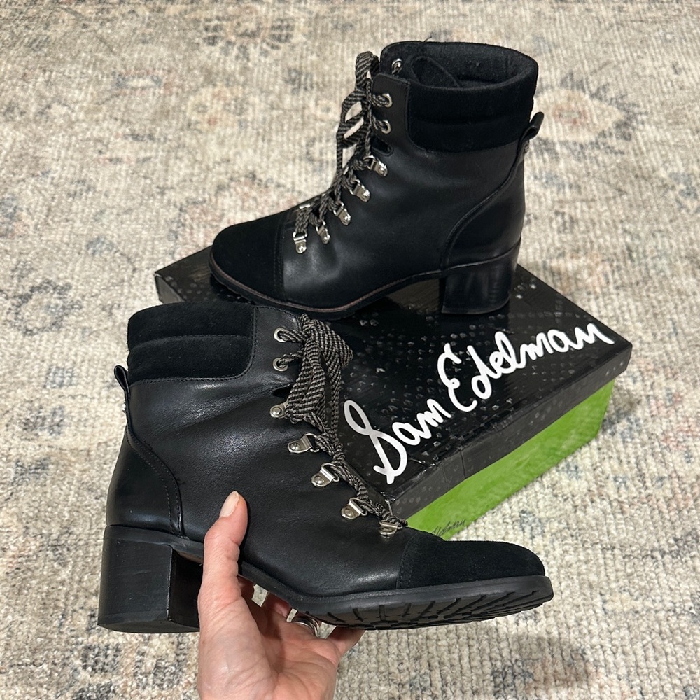 Sam Edelman Black Manchester Lace Up Boots for Women